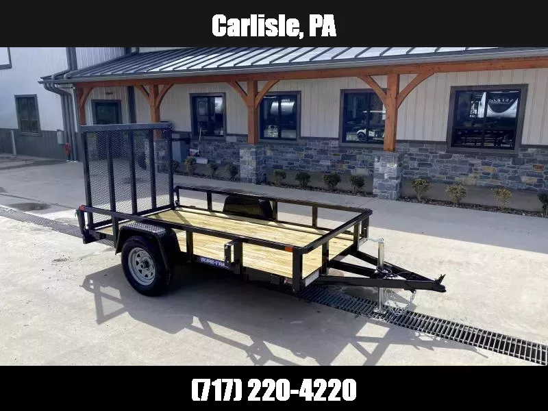 2025 Sure-Trac 5x10' Tube Top Utility Landscape Trailer 2990# GVW * 2" TUBE TOP RAIL * 2X2" TUBE GATE C/M + SPRING ASSIST + FOLD FLAT * TOOLESS GATE REMOVAL * SPARE MOUNT * PROTECTED WIRING * SET BACK JACK  * STAKE POCKETS * BULLET LED 1752289426