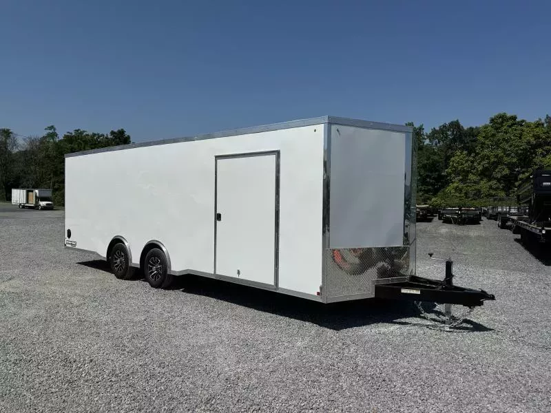 2026 Sure-Trac 8.5x20' Pro Series Enclosed Car Hauler Trailer 9900# GVW * WHITE EXTERIOR * SPREAD AXLES/DROP TRIM * 5200# TORSION AXLES * ESCAPE HATCH * .030 SCREWLESS EXTERIOR * ALUMINUM WHEELS * 1 PC ROOF * 48" RV DOOR * HIGH OUTPUT DOME LIGHTS