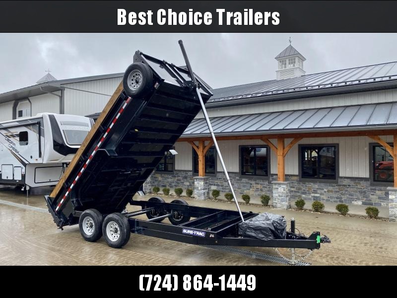 USED 2019 Sure-Trac 7x16' Dump Trailer 14000# GVW * TARP PREP * OVERSIZE 120" TELESCOPIC HOIST * EXTENDED TONGUE * OVERSIZE TOOLBOX * FRONT/REAR BULKHEAD * INTEGRATED KEYWAY * 2' SIDES * UNDERBODY TOOL TRAY * ADJUSTABLE COUPLER * COMBO GATE * SPARE TIRE USED 2019 Sure-Trac 7x16' Dump Trailer 14000# GVW * TARP PREP * OVERSIZE 120" TELESCOPIC HOIST * EXTENDED TONGUE * OVERSIZE TOOLBOX * FRONT/REAR BULKHEAD * INTEGRATED KEYWAY * 2' SIDES * UNDERBODY TOOL TRAY * ADJUSTABLE COUPLER * COMBO GATE * SPARE TIRE