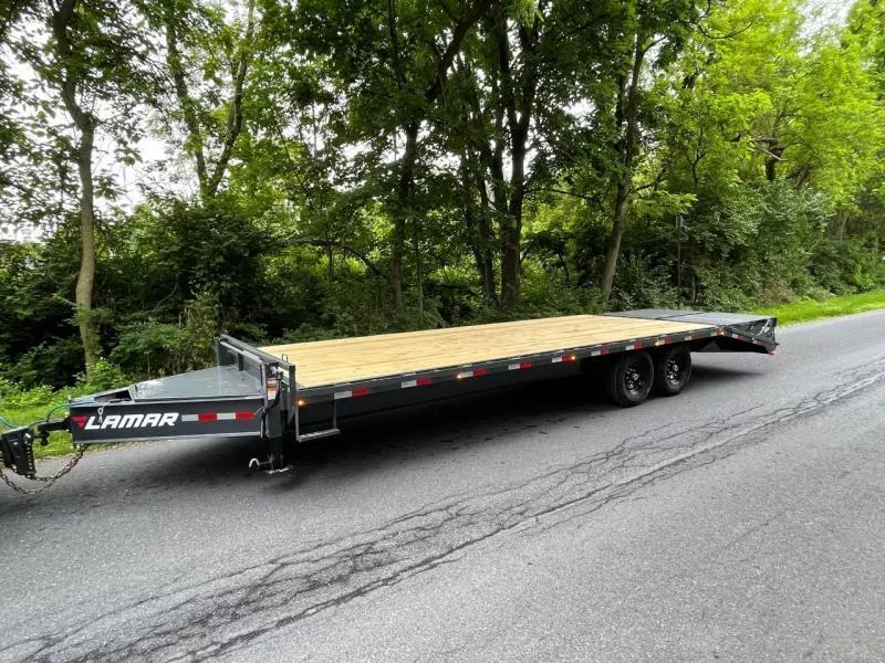 2026 Lamar Trailers 102x25' HD Beavertail Deckover Trailer 14000# GVW * 12" I-BEAM * FULL WIDTH RAMPS * OVERSIZE FRONT TOOLBOX * DUAL JACKS * CHARCOAL
