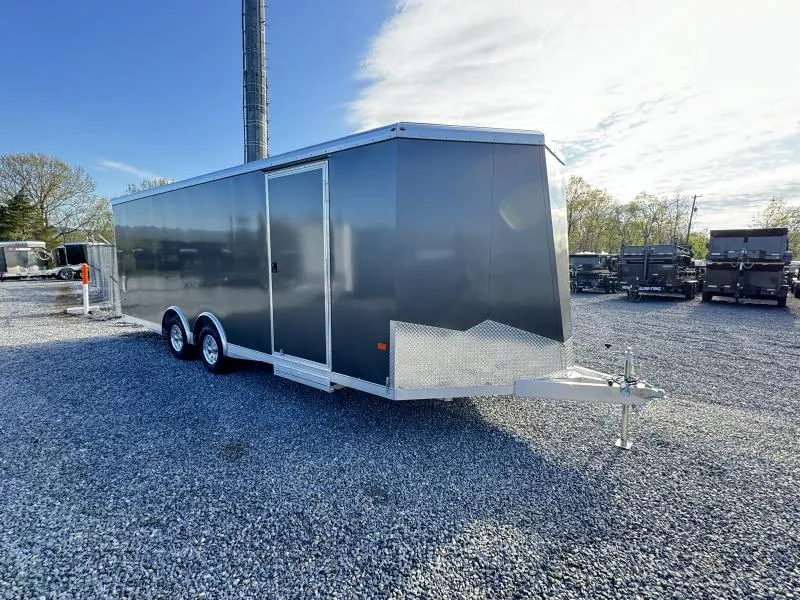2026 NEO 8.5x22' NCBS Aluminum Enclosed Car Trailer 9990# GVW * CHARCOAL EXTERIOR * FULL ESCAPE DOOR * SPREAD AXLE * INTEGRATED FRAME * REAR SPOILER * ALUMINUM WHEELS * SCREWLESS * 1PC ROOF * RV DOOR * NXP LATCHES