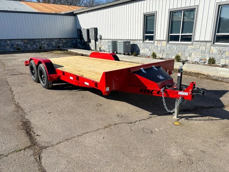 2026 Rice 7x18' Car Hauler Trailer 9990# GVW * LED'S * RED POWDER COAT * 5" TONGUE AND FRAME * TREADPLATE BEAVERTAIL * DROP LEG JACK * ADJUSTABLE COUPLER
