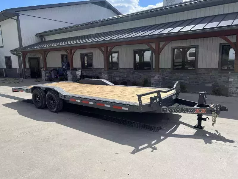 2026 RawMaxx 102x24' Buggy Car Hauler Trailer 14000# GVW * 102" DECK W/ DRIVE OVER FENDERS * TOOLBOX * DEXTER AXLES * RUBRAIL/CHAIN SPOOLS/STAKE POCKETS/D-RINGS