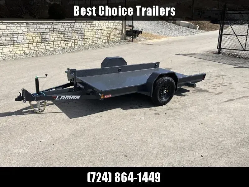 2026 Lamar 5x10' Single Axle Scissor Hauler Gravity Tilt Equipment Trailer 7000# GVW * 7000# TORSION AXLE* STEEL FLOOR 3/16 * WRAPPED SIDES * EXTRA D-RINGS * SPARE MOUNT * CHARCOAL * FULL FRAME * 16" 10-PLY TIRES * ADJUSTABLE COUPLER * DROP JAC