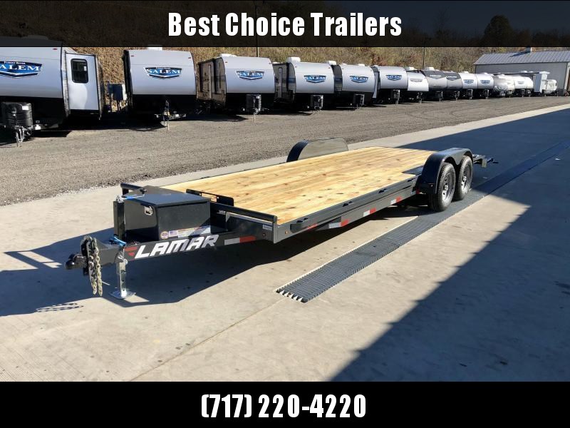 2021 Lamar 7x22' Car Hauler Trailer 9990# GVW * CHARCOAL POWDERCOATING * 7K DROP LEG JACK * CHANNEL C/M * ADJUSTABLE COUPLER * RUBRAIL * TOOLBOX * WINCH PLATE * SWIVEL JACKS 2021 Lamar 7x22' Car Hauler Trailer 9990# GVW * CHARCOAL POWDERCOATING * 7K DROP LEG JACK * CHANNEL C/M * ADJUSTABLE COUPLER * RUBRAIL * TOOLBOX * WINCH PLATE * SWIVEL JACKS