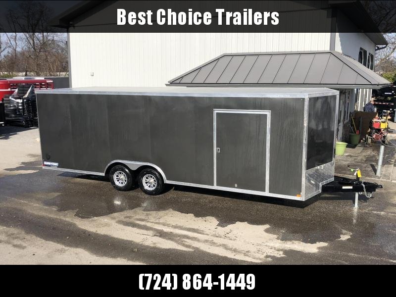 2021 Sure-Trac 8.5x24' Deluxe Pro Series Enclosed Car Hauler Trailer 9900# GVW * CHARCOAL EXTERIOR * V-NOSE * RAMP * 5200# TORSION AXLES * NUDO FLOOR & RAMP * VINYL WALLS * ESCAPE HATCH * .030 SCREWLESS EXTERIOR * ALUMINUM WHEELS * 1 PC ROOF * 48" RV DOOR 2021 Sure-Trac 8.5x24' Deluxe Pro Series Enclosed Car Hauler Trailer 9900# GVW * CHARCOAL EXTERIOR * V-NOSE * RAMP * 5200# TORSION AXLES * NUDO FLOOR & RAMP * VINYL WALLS * ESCAPE HATCH * .030 SCREWLESS EXTERIOR * ALUMINUM WHEELS * 1 PC ROOF * 48" RV DOOR