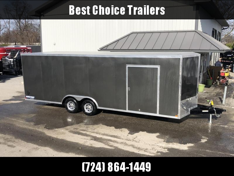 2021 Sure-Trac 8.5x24' Deluxe Pro Series Enclosed Car Hauler Trailer 9900# GVW * CHARCOAL EXTERIOR * V-NOSE * RAMP * 5200# TORSION AXLES * NUDO FLOOR & RAMP * VINYL WALLS * ESCAPE HATCH * .030 SCREWLESS EXTERIOR * ALUMINUM WHEELS * 1 PC ROOF * 48" RV DOOR 2021 Sure-Trac 8.5x24' Deluxe Pro Series Enclosed Car Hauler Trailer 9900# GVW * CHARCOAL EXTERIOR * V-NOSE * RAMP * 5200# TORSION AXLES * NUDO FLOOR & RAMP * VINYL WALLS * ESCAPE HATCH * .030 SCREWLESS EXTERIOR * ALUMINUM WHEELS * 1 PC ROOF * 48" RV DOOR