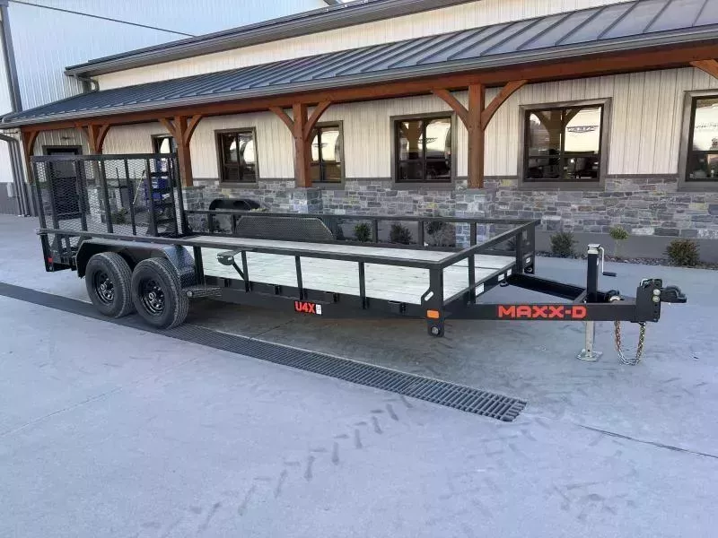 2026 Maxxd 7x18' U4X HD Utility Landscape Trailer 9990# GVW * ADJ COUPLER * DROP LEG JACK * SEALED HARNESS * 2" TUBE TOPRAIL * 1' DOVE * LAY FLAT/TUBE GATE W/SPRING ASSIST * DOUBLE BROKE FENDERS * TRIPLE TUBE TONGUE * SLIPPER SUSPENSION * GREY + PRIMER