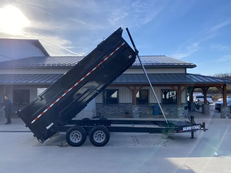 2026 Sure-Trac Pro Series 7x16' High Side Telescopic Dump Trailer 15400# GVW * 48" HIGH SIDES * TELESCOPIC HOIST * 7 GAUGE FLOOR * HD I-BEAM FRAME & TONGUE * 3" x 2" TUBE TOP RAIL * STABILIZER JACKS