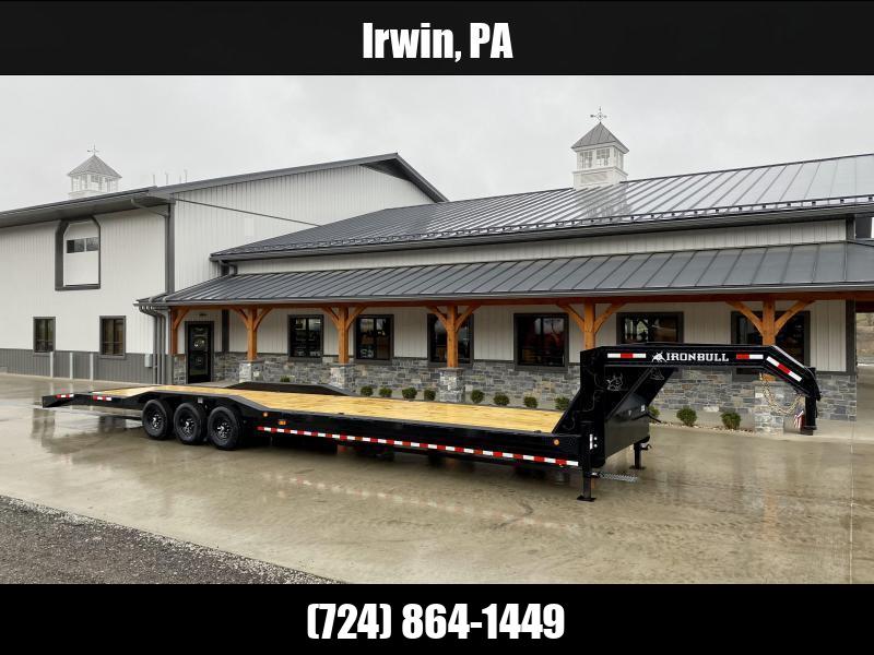 New NEW Ironbull 102x40' Gooseneck Car Hauler Trailer 21000# GVW * DEXTER AXLES * 4' DOVETAIL * OVERWIDTH RAMPS * 102  DECK * DRIVE OVER FENDERS * DUAL JACKS * FULL TOOLBOX * RUBRAIL/STAKE POCKETS/PIPE SPOOLS/D-RINGS * UNDER FRAME BRIDGE