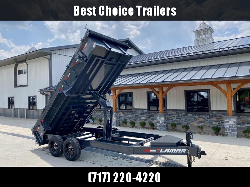 2021 Lamar 7x14' Dump Trailer 16000# GVW * DEXTER 8K AXLE UPGRADE * OVERSIZE 6X21.5 11-TON SCISSOR HOIST * DUAL 12K JACKS * 7GA FLOOR * 17.5" 16-PLY TIRES * SPARE TIRE * JACKSTANDS * TARP KIT * CHARCOAL * RIGID RAILS * NESTLED I-BEAM FRAME 28" H * 12" O.C 2021 Lamar 7x14' Dump Trailer 16000# GVW * DEXTER 8K AXLE UPGRADE * OVERSIZE 6X21.5 11-TON SCISSOR HOIST * DUAL 12K JACKS * 7GA FLOOR * 17.5" 16-PLY TIRES * SPARE TIRE * JACKSTANDS * TARP KIT * CHARCOAL * RIGID RAILS * NESTLED I-BEAM FRAME 28" H * 12" O.C