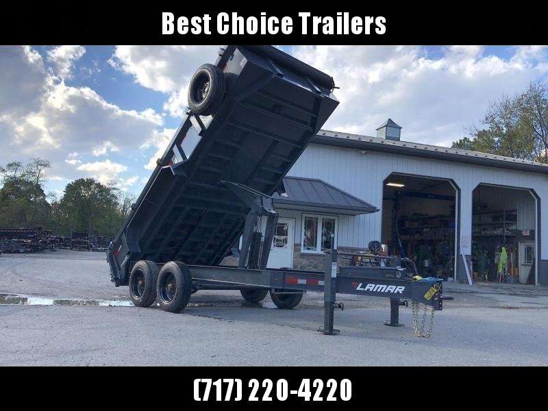 2021 Lamar 7x14' Dump Trailer 16000# GVW * DEXTER 8K AXLE UPGRADE * OVERSIZE 6X21.5 11-TON SCISSOR HOIST * DUAL 12K JACKS * 7GA FLOOR * 17.5" 16-PLY TIRES * SPARE TIRE * JACKSTANDS * TARP KIT * CHARCOAL * RIGID RAILS * NESTLED I-BEAM FRAME 28" H * 12" O.C 2021 Lamar 7x14' Dump Trailer 16000# GVW * DEXTER 8K AXLE UPGRADE * OVERSIZE 6X21.5 11-TON SCISSOR HOIST * DUAL 12K JACKS * 7GA FLOOR * 17.5" 16-PLY TIRES * SPARE TIRE * JACKSTANDS * TARP KIT * CHARCOAL * RIGID RAILS * NESTLED I-BEAM FRAME 28" H * 12" O.C