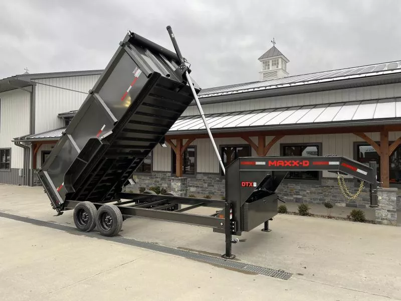 2026 MAXXD 7x16' DTX Gooseneck High Side Dump Trailer 16000# GVW * 8000# AXLES * 7GA FLOOR/10GA WALLS * 3' HIGH SIDES * OVERSIZE 12-TON TELESCOPIC HOIST * 8"/15# I-BEAM FRAME * 12" O.C. CROSSMEMBERS * WIRELESS REMOTE * COMBO GATE * TARP