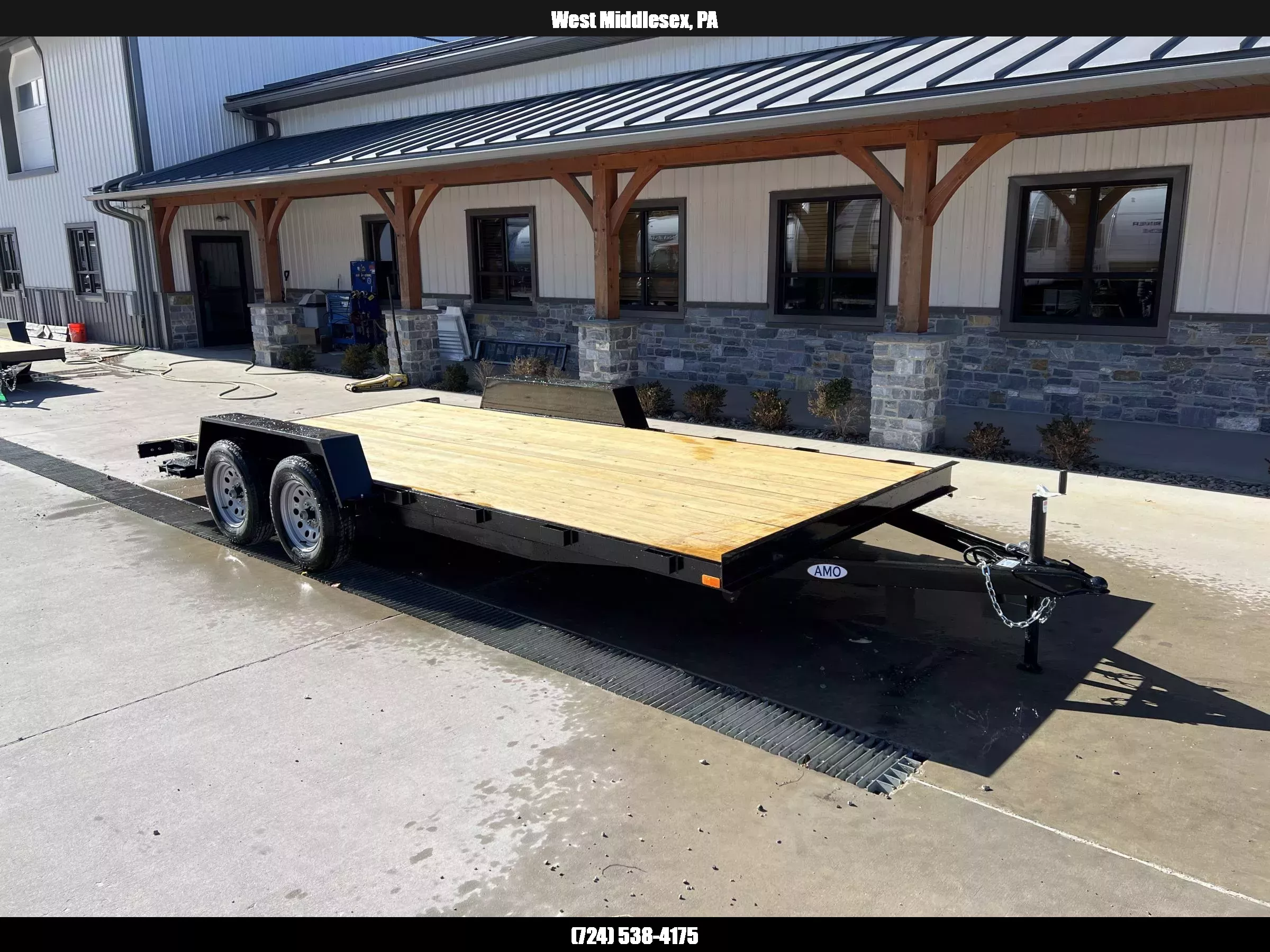 2025 AMO 7x18' Wood Deck Car Trailer 7000# GVW * LED TAIL LIGHTS