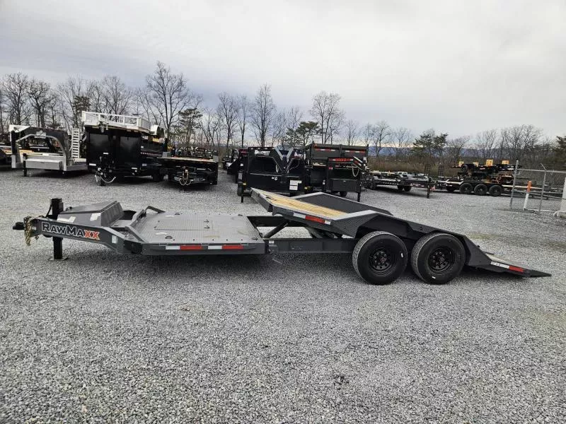 2026 RawMaxx 102x22' Power Tilt Equipment Trailer 16000# GVW * 102" DECK/DRIVE OVERS * SPLIT DECK TILT * 8" I-BEAM FRAME * TORSION SUSPENSION * HYDRAULIC JACK * WINCH PLATE + ROLLER * DEXTER 8000# AXLES * RUBRAIL/STAKE POCKETS/D-RINGS/X-TRACK/SWIVELS