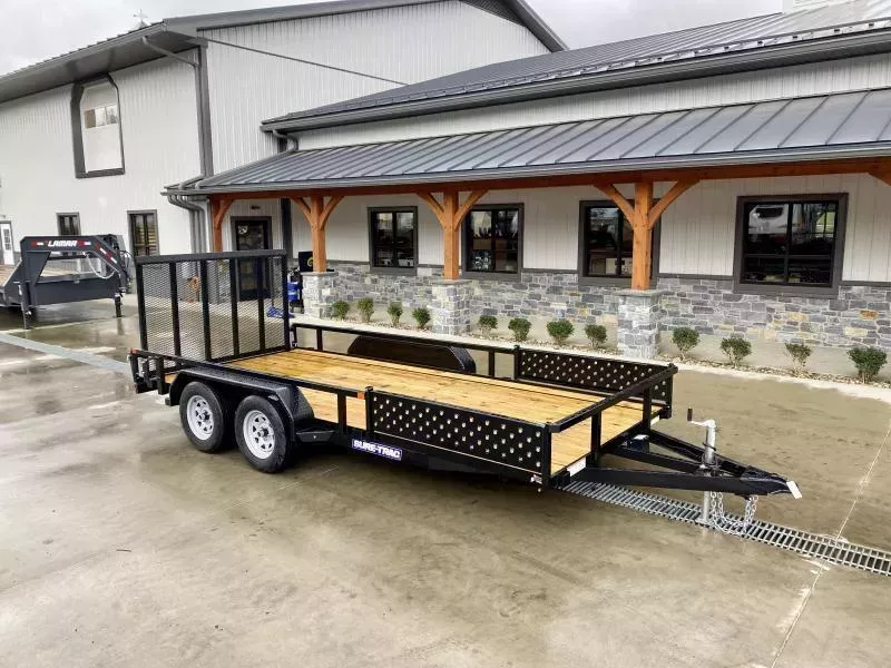 2025 Sure-Trac 7x16' Tube Top ATV Side Ramps Utility Landscape Trailer 7000# GVW * SIDE RAMPS * SET BACK JACK * SPRING ASSIST RAMPS * FOLD IN GATE * SPARE MOUNT * WIRING IN CONDUIT * POWDER COAT * TUBE TOP * STAKE POCKETS * TUBE BUMPER * HD FENDERS