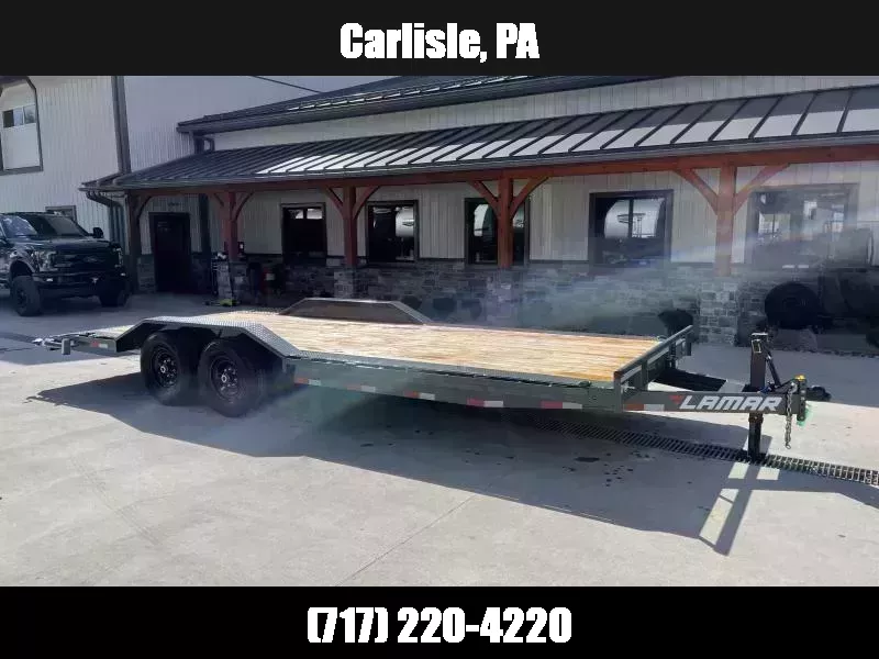 2026 Lamar 102x22' Car Hauler Trailer 14000# GVW * SLIDE IN RAMPS * CHARCOAL * 102" DECK * DRIVE OVER FENDERS * CHARCOAL 1760494047