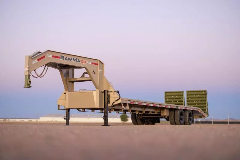 2026 RawMaxx 102x32' Gooseneck Deckover Trailer 24000# GVW * EOH BRAKES * HYDRAULIC JACKS * 12000# DEXTER AXLES * HDSS SUSPENSION * FULL WIDTH RAMPS * 14-PLY TIRES * EOH BRAKES * 12"/22# PIERCED I-BEAM FRAME * WINCH PLATE * CHAIN RACK