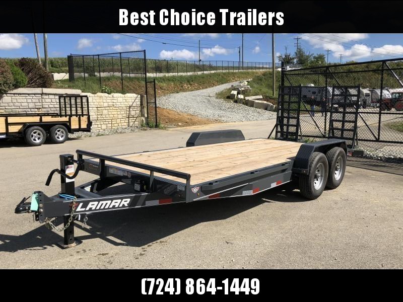 2021 Lamar 7x18' Equipment Trailer 14000# GVW * DELUXE OVERWIDTH RAMPS W/ HEAVY MESH * CHARCOAL POWDERCOAT * RUBRAIL/STAKE POCKETS/PIPE SPOOLS/D-RINGS * REM FENDERS * 12K JACK * CAST COUPLER * SPRING ASSIST * COLD WEATHER HARNESS * DIA PLATE DOVETAIL 2021 Lamar 7x18' Equipment Trailer 14000# GVW * DELUXE OVERWIDTH RAMPS W/ HEAVY MESH * CHARCOAL POWDERCOAT * RUBRAIL/STAKE POCKETS/PIPE SPOOLS/D-RINGS * REM FENDERS * 12K JACK * CAST COUPLER * SPRING ASSIST * COLD WEATHER HARNESS * DIA PLATE DOVETAIL