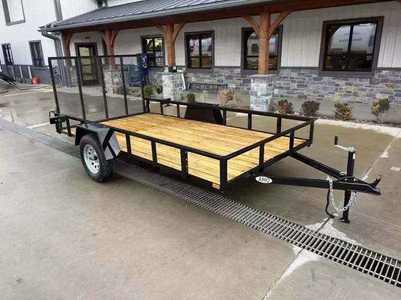 2026 AMO 6.5x12' Angle Iron Utility Landscape Trailer w/ Gate 2990# GVW * A-FRAME TONGUE * 4' GATE * TREATED WOOD FLOOR * A-FRAME JACK * 15" RADIAL TIRES * SPRING ASSITED GATE * FOLD IN GATE * TUBE GATE CROSSMEMBERS