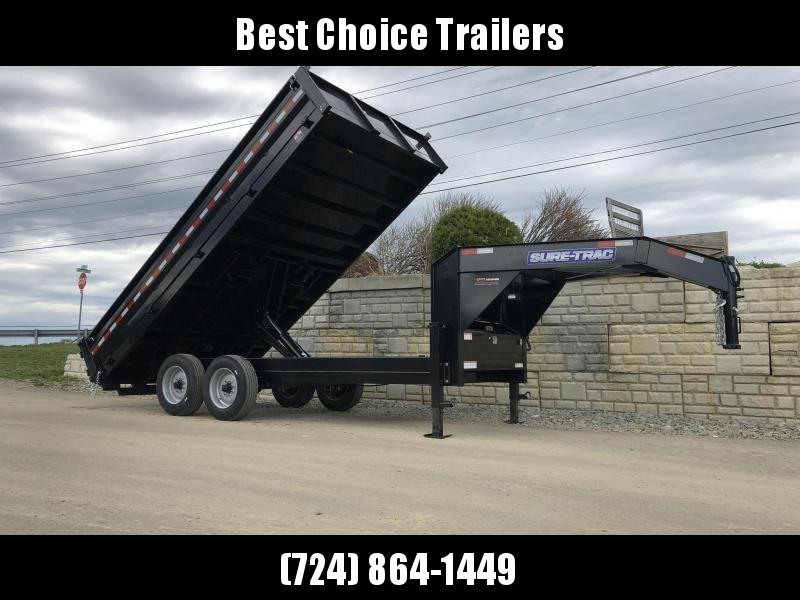 2021 Sure-Trac 8x16' HD Gooseneck Deckover Dump Trailer 16000# GVW * DELUXE TARP KIT * 8000# AXLE UPGRADE * FOLD DOWN SIDES 2021 Sure-Trac 8x16' HD Gooseneck Deckover Dump Trailer 16000# GVW * DELUXE TARP KIT * 8000# AXLE UPGRADE * FOLD DOWN SIDES