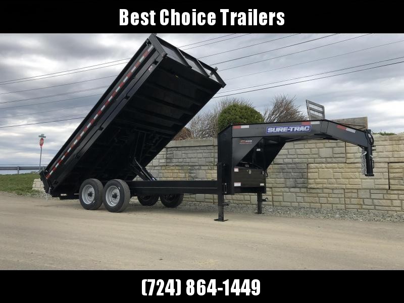 2021 Sure-Trac 8x16' HD Gooseneck Deckover Dump Trailer 16000# GVW * DELUXE TARP KIT * 8000# AXLE UPGRADE * FOLD DOWN SIDES 2021 Sure-Trac 8x16' HD Gooseneck Deckover Dump Trailer 16000# GVW * DELUXE TARP KIT * 8000# AXLE UPGRADE * FOLD DOWN SIDES