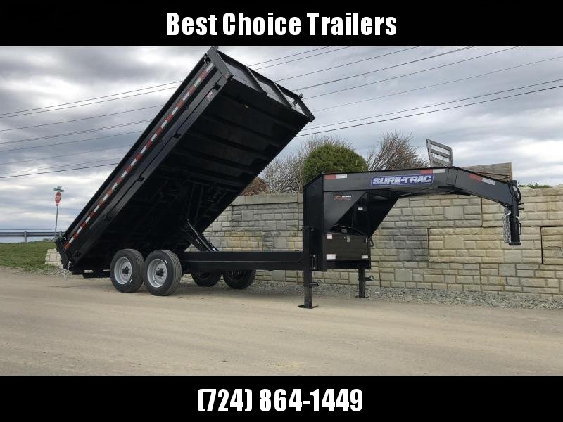 2021 Sure-Trac 8x16' HD Gooseneck Deckover Dump Trailer 16000# GVW * DELUXE TARP KIT * 8000# AXLE UPGRADE * FOLD DOWN SIDES 2021 Sure-Trac 8x16' HD Gooseneck Deckover Dump Trailer 16000# GVW * DELUXE TARP KIT * 8000# AXLE UPGRADE * FOLD DOWN SIDES