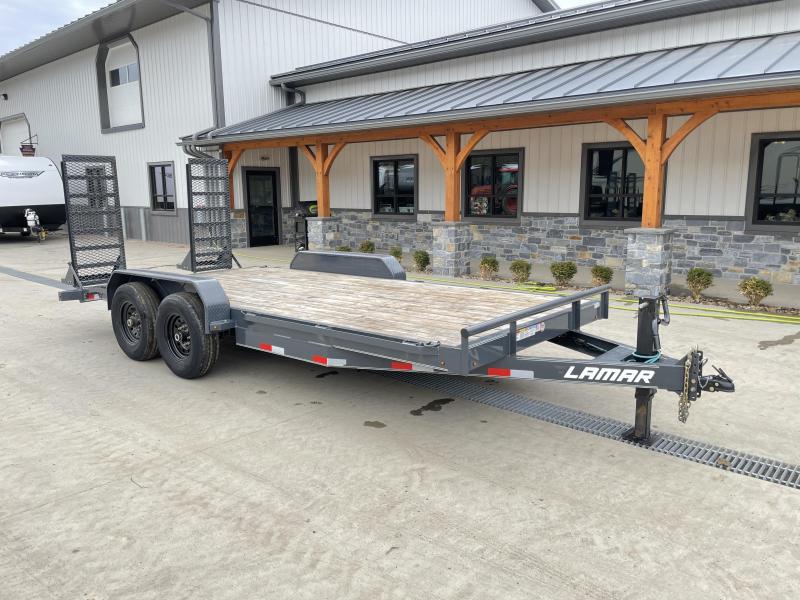 USED 2020 Lamar 7x18' Equipment Trailer 14000# GVW * DELUXE STAND UP SPRING ASSISTED RAMPS * CHARCOAL POWDERCOAT * RUBRAIL/STAKE POCKETS/PIPE SPOOLS/D-RINGS * REM FENDERS * 12K JACK * CAST COUPLER * COLD WEATHER HARNESS * DIA PLATE DOVETAIL USED 2020 Lamar 7x18' Equipment Trailer 14000# GVW * DELUXE STAND UP SPRING ASSISTED RAMPS * CHARCOAL POWDERCOAT * RUBRAIL/STAKE POCKETS/PIPE SPOOLS/D-RINGS * REM FENDERS * 12K JACK * CAST COUPLER * COLD WEATHER HARNESS * DIA PLATE DOVETAIL