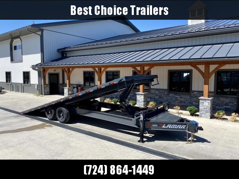 2022 Lamar 102x26' Deckover Power Tilt Trailer 16000# GVW * 8000# AXLES * SCISSOR HOIST UPGRADE * SPARE TIRE * LARGE FRONT TOOLBOX * CHARCOAL POWDERCOAT * 10" I-BEAM FRAME+NECK * 6" CHANNEL BED RUNNER * WINCH PLATE * DUAL JACKS 2022 Lamar 102x26' Deckover Power Tilt Trailer 16000# GVW * 8000# AXLES * SCISSOR HOIST UPGRADE * SPARE TIRE * LARGE FRONT TOOLBOX * CHARCOAL POWDERCOAT * 10" I-BEAM FRAME+NECK * 6" CHANNEL BED RUNNER * WINCH PLATE * DUAL JACKS