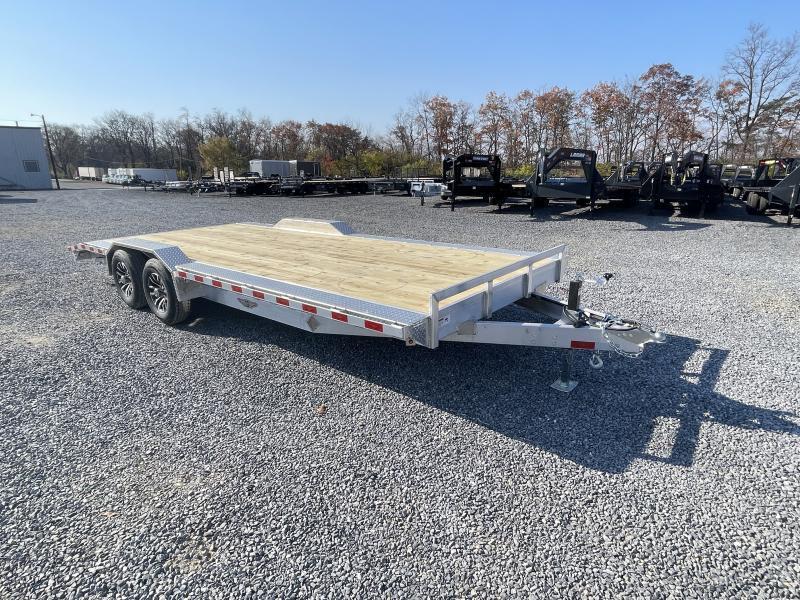 2025 H&H 102x22' Aluminum Buggy Car Hauler Trailer 9990# GVW * 102" DECK OUTRIGGERS * HD WELD ON FENDERS * HEAVY DUTY 8" FRAME * EXTRUDED BEAVERTAIL * DROP LEG JACK * ALUMINUM WHEELS * CHANNEL C/M * RUBRAIL
