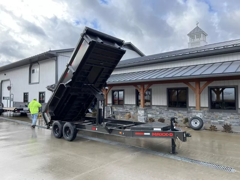 2026 MAXXD 7x16' DJX Dump Trailer 16000# GVW * 7GA FLOOR * DEXTER 8000# AXLES * OVERSIZE 6X20 SCISSOR * 8"/15# I-BEAM FRAME * 17.5" TIRES * 12" O.C. CROSSMEMBERS * WIRELESS REMOTE * COMBO GATE * HD TOP RAIL * DELUXE TARP * REAR JACKSTANDS