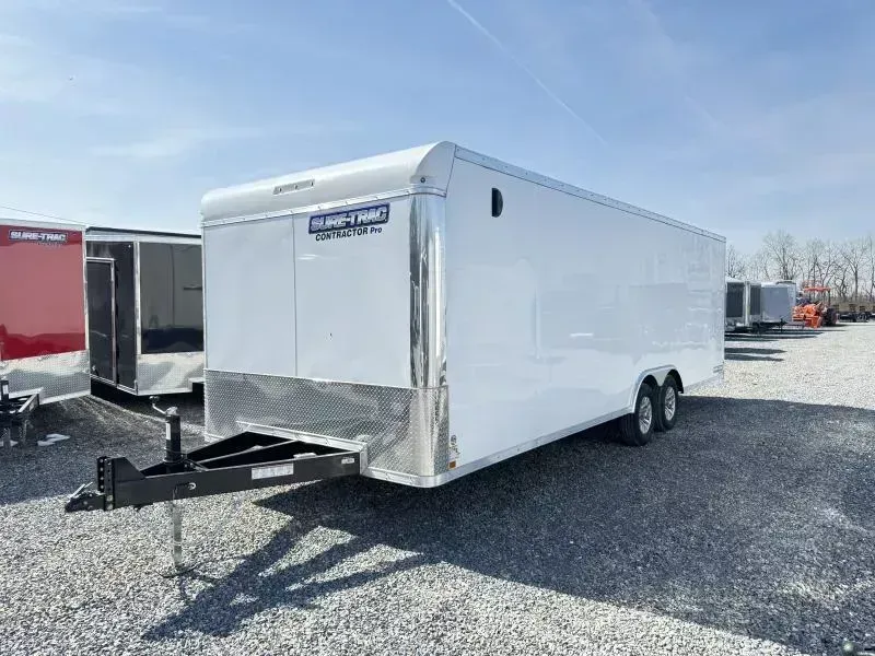2026 Sure-Trac 8.5x24' Enclosed Contractor Pro 9900# GVW * PLANK FLOOR * RAMP DOOR W/ KNIFE EDGE * COMMERCIAL ENCLOSED TRAILER * IDEAL FOR LANDSCAPER * 5200# AXLES * TORSION * SCREWLESS * EXT TONGUE * ADJUSTABLE COUPLER * BULLNOSE