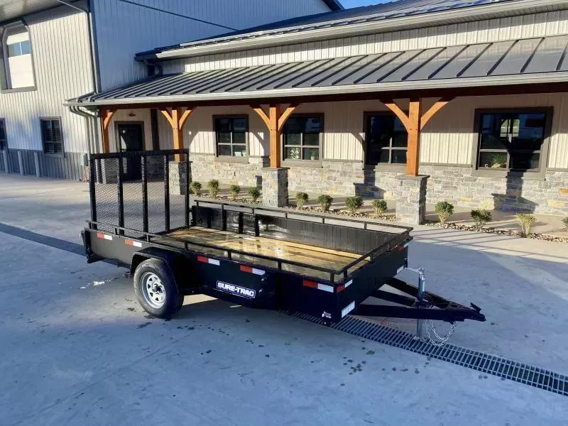2026 Sure-Trac 6x12' Solid Side Utility Landscape Trailer 2990# GVW * 2X2" TUBE GATE C/M + SPRING ASSIST * FOLD FLAT GATE * TOOLESS GATE REMOVAL * SPARE MOUNT * PROTECTED WIRING * SET BACK JACK * HD FENDERS * TUBE BUMPER * HIGH SIDE