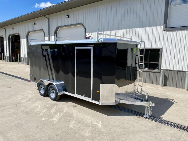 2021 NEO 7x16' NAC Aluminum Bullnose Enclosed Cargo Trailer * 7' HEIGHT UPG * JD SLASH 2-TONE * LADDER RACKS AND ACCESS LADDER * BLACK AND CHARCOAL * ALUMINUM WHEELS * 16" O.C. WALLS/CEILING * BARN DOORS 2021 NEO 7x16' NAC Aluminum Bullnose Enclosed Cargo Trailer * 7' HEIGHT UPG * JD SLASH 2-TONE * LADDER RACKS AND ACCESS LADDER * BLACK AND CHARCOAL * ALUMINUM WHEELS * 16" O.C. WALLS/CEILING * BARN DOORS
