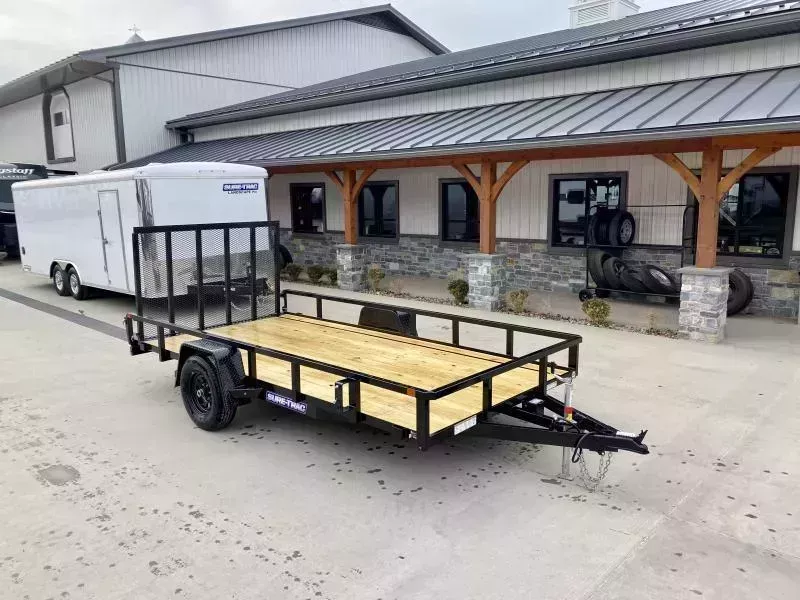 2026 Sure-Trac 7x14' Tube Top Utility Landscape Trailer 5000# GVW * 5200# AXLES * ELECTRIC BRAKES * 2" TUBE TOP RAIL * 2X2" TUBE GATE C/M+SPRING ASSIST+FOLD FLAT * TOOLESS GATE REMOVAL * SPARE MT * PROTECTED WIRING * SET BACK JACK * TRIPLE TONGUE