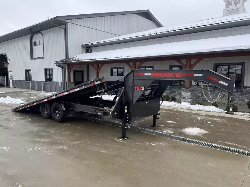 2026 MAXXD 102x22' TOX Gooseneck Power Tilt Deckover Trailer 14000# GVW * WINCH PLATE * I-BEAM FRAME * PIERCED I-BEAM BED FRAME * WIRELESS REMOTE * METALLIC GREY POWDERCOAT