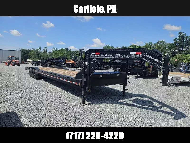USED Load Trail 102x40' Gooseneck Car Hauler 21000# GVW * WINCH PLATE * D-RINGS/RUBRAIL/STAKE POCKETS/CHAIN SPOOLS * SPARE TIRE * TRIPLE AXLE * 102" DECK W/ DRIVE OVER FENDERS * TOOLBOX * DEXTER AXLES