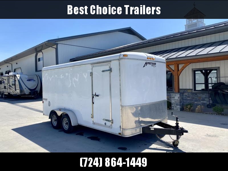 USED 2015 Homesteader Challenger 7x16' Enclosed Cargo Trailer 7000# GVW * WHITE * RAMP DOOR * 6'6" INTERIOR HEIGHT * 3/4" FLOOR USED 2015 Homesteader Challenger 7x16' Enclosed Cargo Trailer 7000# GVW * WHITE * RAMP DOOR * 6'6" INTERIOR HEIGHT * 3/4" FLOOR