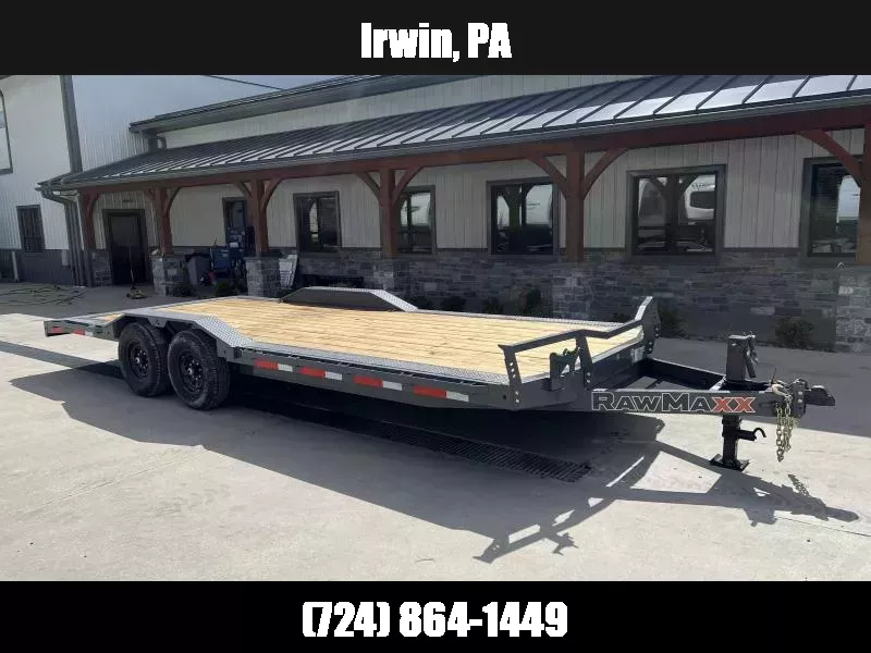 2026 RawMaxx 102x22' Buggy Car Hauler Trailer 14000# GVW * 102" DECK W/ DRIVE OVER FENDERS * TOOLBOX * DEXTER AXLES * RUBRAIL/CHAIN SPOOLS/STAKE POCKETS/D-RINGS 1758301869
