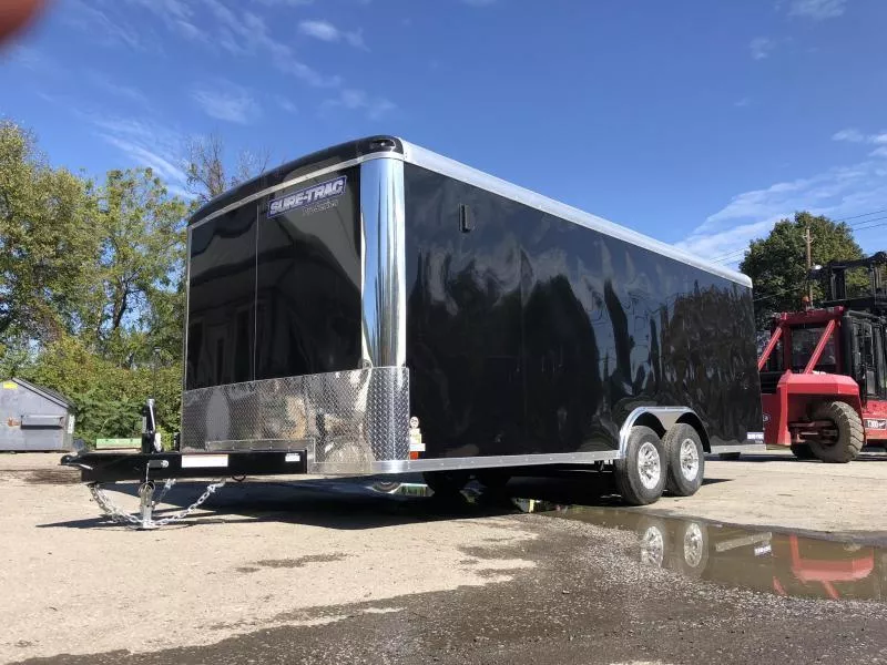 2026 Sure Trac 8.5x20' STRCH Commercial Round Top Enclosed Car Hauler Trailer 9900# GVW * BLACK EXTERIOR * TORSION * BACKUP LIGHTS * SCREWLESS * 1 PIECE ROOF * TUBE STUDS * ALUMINUM WHEELS * 48" SD * 7K JACK