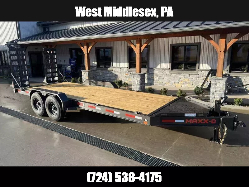 2026 MAXXD 7x20' EHX Equipment Trailer 14000# GVW * RUBRAIL/SPOOLS * STAND UP DELUXE RAMPS * I-BEAM FRAME * 14-PLY LOAD RANGE G TIRES * OVERSIZE TOOLBOX * WET BLACK * ADJ CAST COUPLER * 12K JACK 1757093517