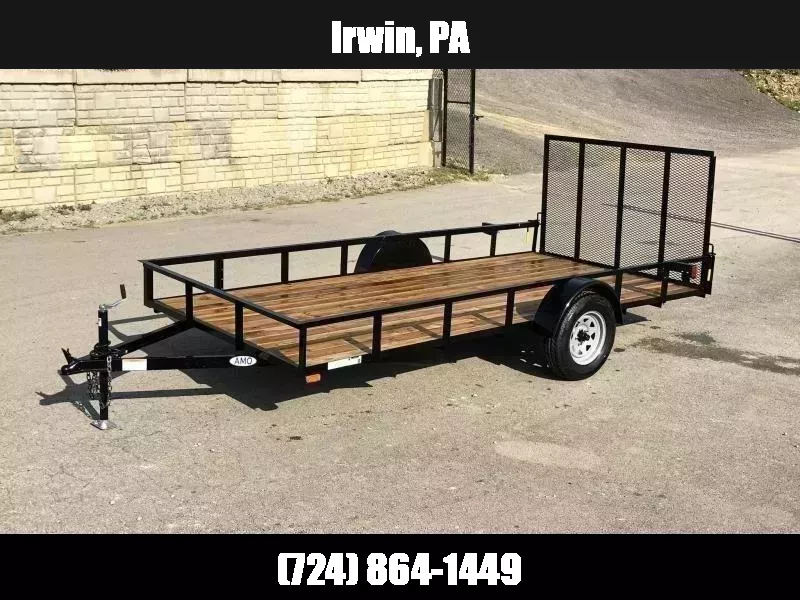 2026 AMO 6.5x14' Angle Iron Utility Landscape Trailer w/ Gate 2990# GVW * A-FRAME TONGUE * 4' GATE * TREATED WOOD FLOOR * A-FRAME JACK * 15" RADIAL TIRES * SPRING ASSITED GATE * FOLD IN GATE * TUBE GATE CROSSMEMBERS 1759504263