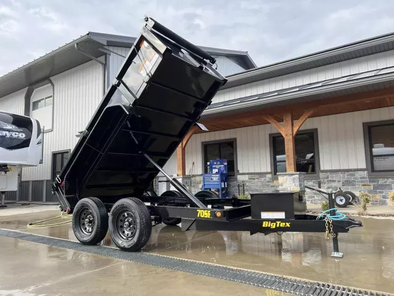2026 Big Tex Trailers 70SR 5x10' Low Profile Dump Trailer 7000# GVW * TARP KIT * 20" SIDES * 5" CHANNEL TONGUE AND FRAME *  BARN DOORS * POWER UP/POWER DOWN * LED'S * RADIALS