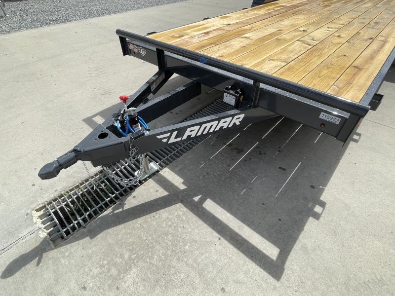 2025 Lamar 7x20 7000# Wood Deck Car Hauler Trailer * CHARCOAL * EXTRA STAKE POCKETS * 5" CHANNEL FRAME * COLD WEATHER HARNESS * REAR RAMPS f1TU24jnfpm0