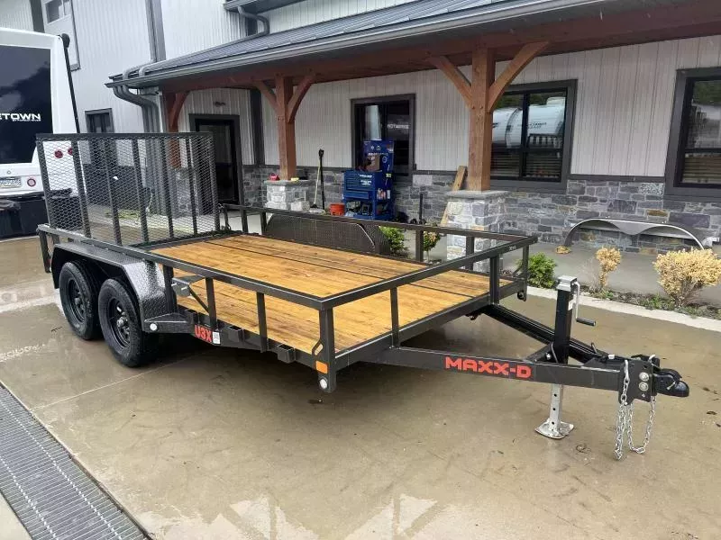 2026 Maxxd 7x16' U3X Utility Landscape Trailer 7000# GVW * ADJUSTABLE COUPLER * DROP LEG JACK * SEALED HARNESS * 2" TUBE TOPRAIL * 1' DOVE * LAY FLAT/TUBE GATE W/SPRING ASSIST * DOUBLE BROKE FENDERS * TRIPLE TUBE TONGUE * SLIPPER SUSP * GREY + PRIMER