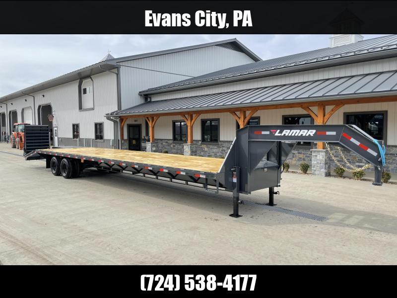 2025 Lamar 102x40' Gooseneck Beavertail Deckover Trailer 22000# * FULL WIDTH RAMPS * 12" / 22# I-BEAM * FRONT TOOLBOX / DUAL JACKS * UNDER FRAME BRIDGE * RUBRAIL/STAKE POCKETS/CHAIN SPOOLS * TORQUE TUBE 1750184059