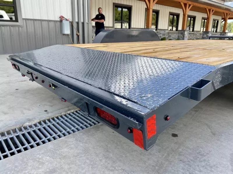 2025 Lamar 7x16 7000# Wood Deck Car Hauler Trailer * CHARCOAL * REMOVABLE FENDERS * EXTRA STAKE POCKETS * 5" CHANNEL FRAME * COLD WEATHER HARNESS * REAR RAMPS  0PnQy8tis16i