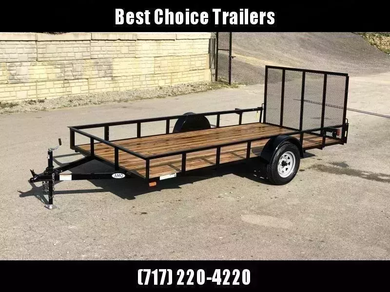 2026 AMO 6.5x14' Angle Iron Utility Landscape Trailer w/ Gate 2990# GVW * A-FRAME TONGUE * 4' GATE * TREATED WOOD FLOOR * A-FRAME JACK * 15" RADIAL TIRES * SPRING ASSITED GATE * FOLD IN GATE * TUBE GATE CROSSMEMBERS