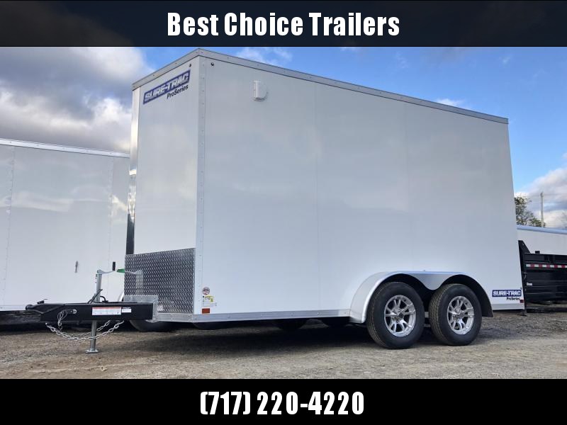 2021 Sure-Trac 7x16' Pro Series Enclosed Cargo Trailer 7000# GVW * WHITE EXTERIOR * TORSION V-NOSE * RAMP * .030 SCREWLESS EXTERIOR * ALUMINUM WHEELS * 1 PC ROOF * 6'6" HEIGHT * 6" FRAME * 16" O.C. C/M * PLYWOOD * TUBE STUDS 2021 Sure-Trac 7x16' Pro Series Enclosed Cargo Trailer 7000# GVW * WHITE EXTERIOR * TORSION V-NOSE * RAMP * .030 SCREWLESS EXTERIOR * ALUMINUM WHEELS * 1 PC ROOF * 6'6" HEIGHT * 6" FRAME * 16" O.C. C/M * PLYWOOD * TUBE STUDS
