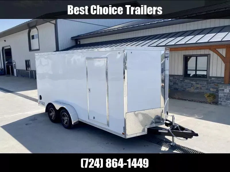 2026 Sure-Trac 7x16' Pro Series Enclosed Cargo Trailer 9900# GVW * BARN DOORS * WHITE EXTERIOR * V-NOSE * .030 SCREWLESS EXTERIOR * ALUMINUM WHEELS * 1 PC ROOF * 6'6" HEIGHT * 6" FRAME * 16" O.C. C/M * TUBE STUDS